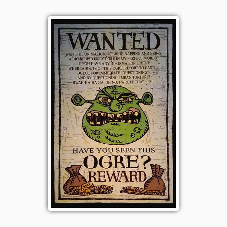 استیکر لپ تاپ و موبایل بووم طرح sherek مدل wanted کد NY42